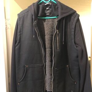 RVCA Black Zip Up Denim Jacket Casual Style